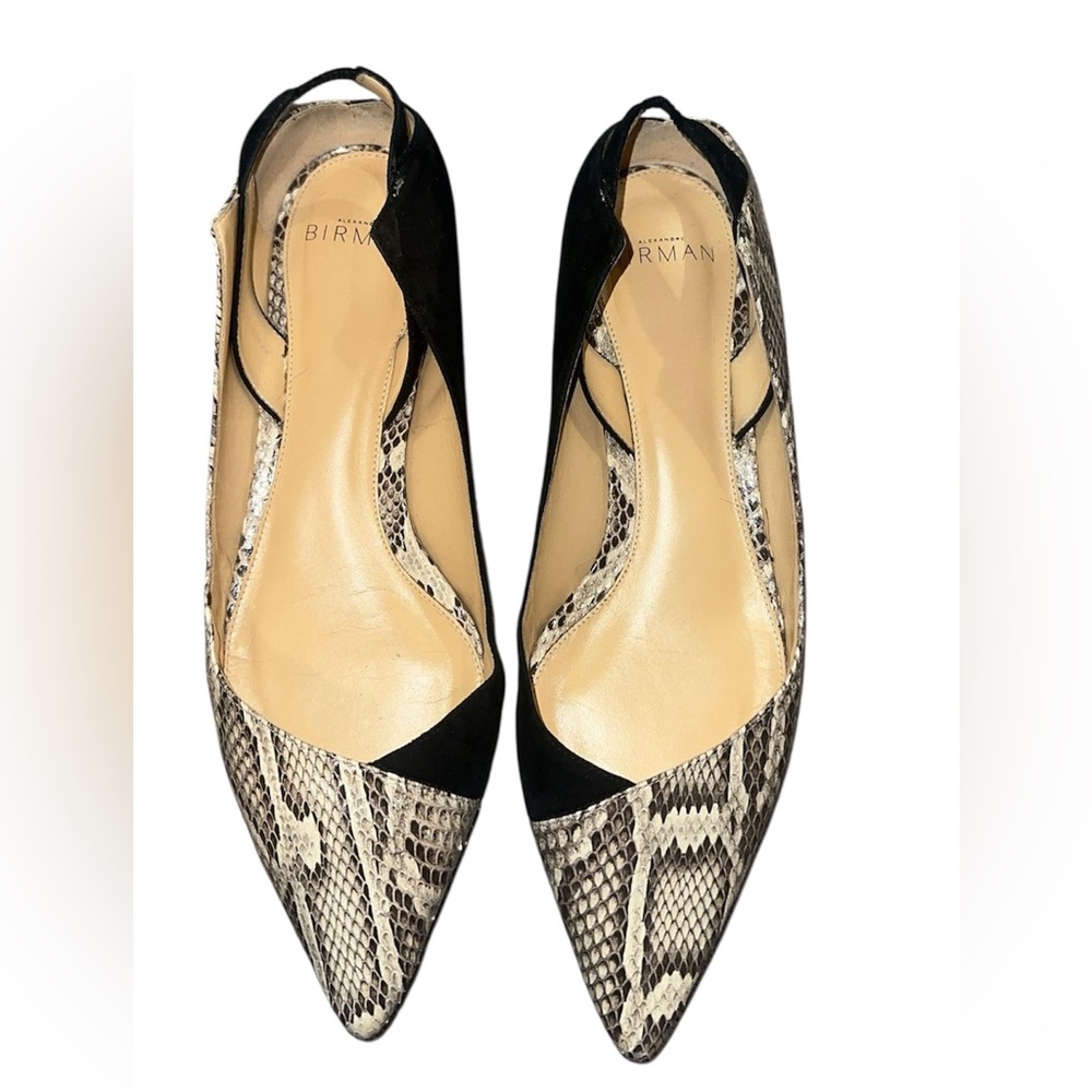 Alexandre Birman Vicky Slingback Flats, Size 6, Snakeskin and Suede